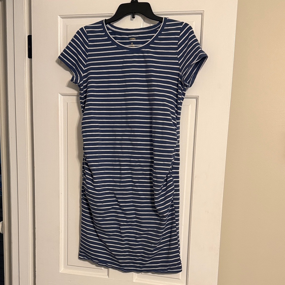 Sonoma Navy and White Striped Maternity Dress